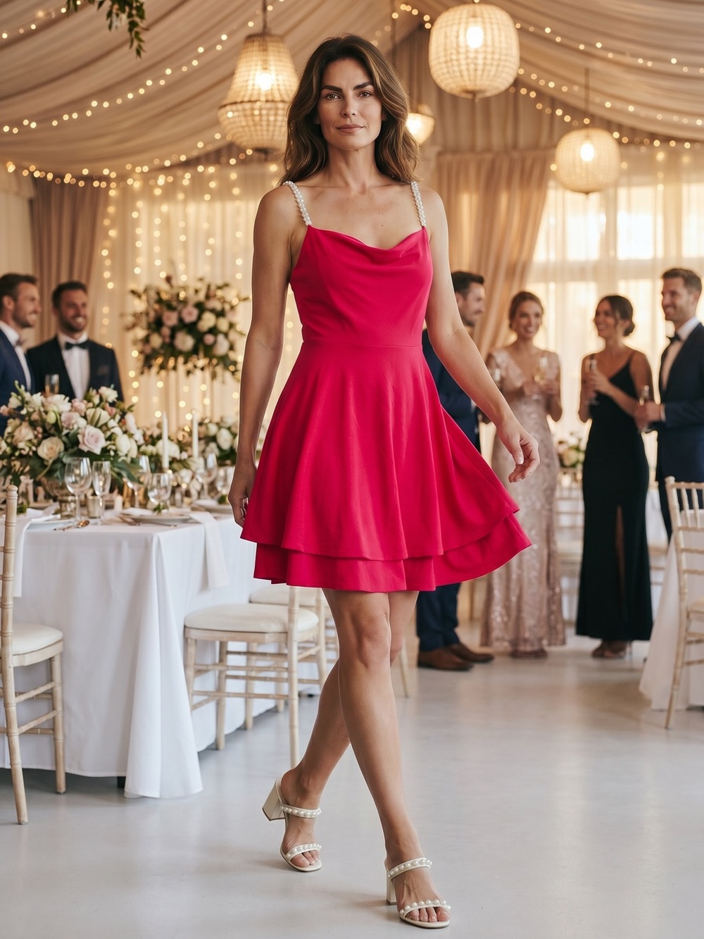 City Studio Pink Spaghetti-Strap Swing Dress